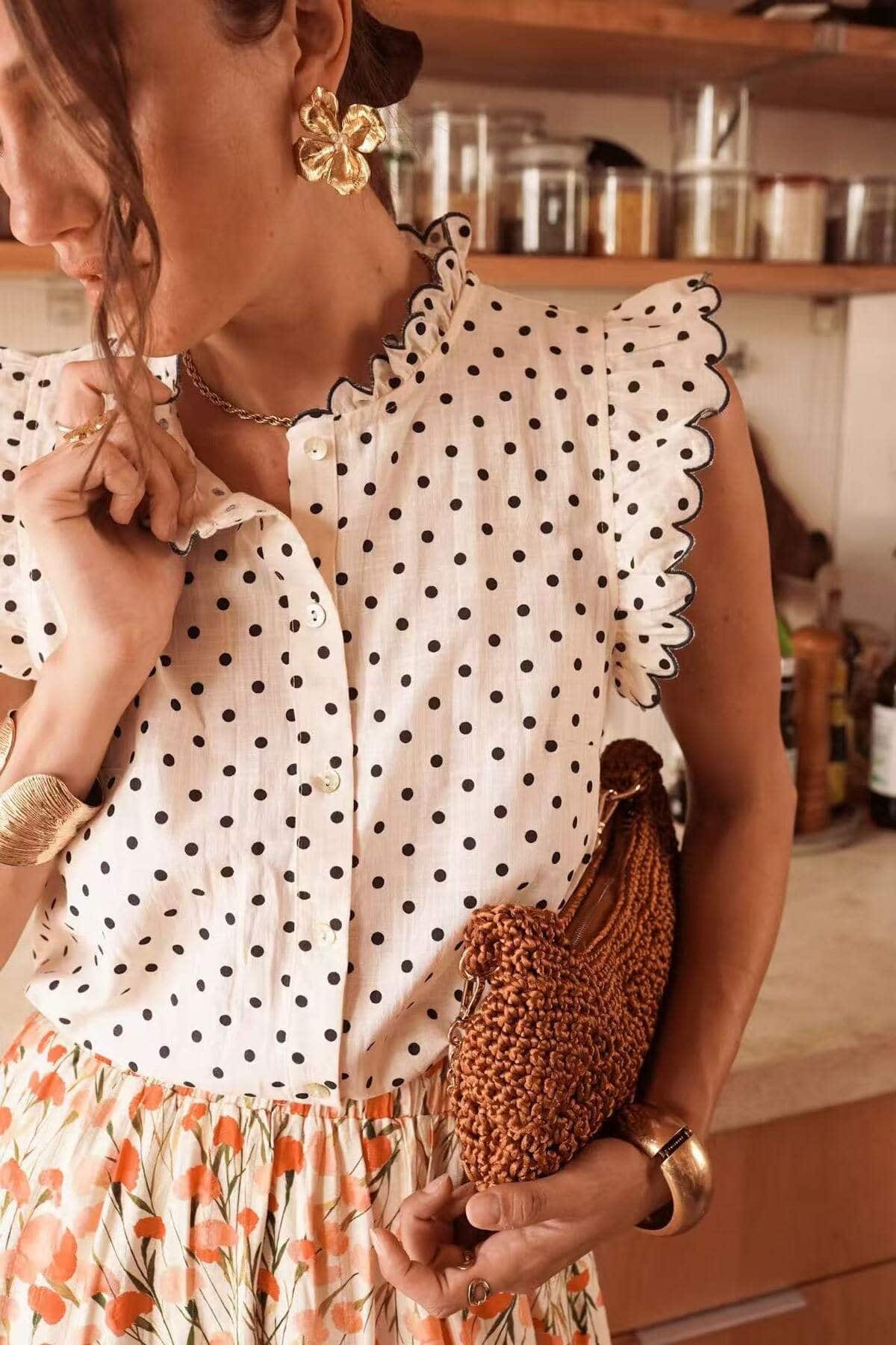 P'tit Belle polka dot blouse